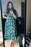 I wanted a modest dress for a church wedding and this dress was perfect. It fit a little big on me but nonetheless still beautiful and comfortable.  I paired it with gold/green earrings and tan block heels. I definitely recommend this dress! - Mayra G.