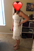 I think this dress is so cute for a summer bridal shower, bachelorette party, and/or rehearsal dinner! I was nervous how this was going to fit me since I have a large bust, but I love it! I did have to adjust my boobs, but it felt super comfortable once on. I also like that it's not too revealing since I plan on wearing it to my bridal shower and rehearsal dinner. Usually white scares me off, but this dress is super flattering. Can't wait to wear it! - Jill M.