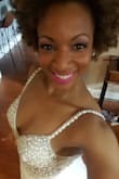 The dress was perfect for my small wedding. Fit the body perfect and very comfortable. Had to get it cut an inch and a half i believe. I'm 5'3 and wore 3.5 inch heels. Has a small train, so pretty. - Charon P.