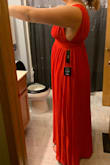 Great dress, it doesn't fit everyone, especially in the sides. Idk if taupe is the right color. The red is beautiful. - Maria S.