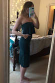 I normally wear a size small, but for some reason I was nervous and ordered an XS due to the strapless aspect and because I previously ordered a small in another dress and it was way too big. The quality is great and the length was perfect. This is the perfect dress. - Paige B.