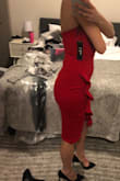 I have been ordering from Lulus for years...(almost every dress I own is from here). I am normally very happy with their items, but was extremely dissapointed with this dress. It was very tight in the abdomen area, and just fit awkwardly. The material itself was kinda cheap feeling/looking as well. I  thought it was just me , but after showing a few people how I looked, they agreed that the dress was very unflattering. I always order an XS from Lulus and have to get it slightly altered, which is the norm because I am just a small person. Maybe it would have looked better had I gotten a size small, but the material would have still felt cheap and I think it still would have been unflattering because of the cut of the dress and material. 

I'm not only disappointed with how the dress looked, but I also am bummed with Lulus in that they aren't even giving me a full refund, ESPECIALLY considering I have been such a loyal customer for years (I.e have bought very many dresses from them, I post/tag them on Instagram, I tell all my friends to buy their items). - Cara S.