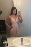 True to size very nice dress with heels. I don't need to hem it either, very comfortable. - Brittany W.