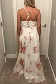 I was very pleased with this dress overall! The fabric isn't cheap and it's beautiful. It's a little loose on me on the bust and it'll definitely need to get hemmed. Can't wait to wear it to my bridal shower! - Ashley V.