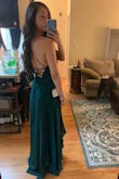 Even with heels, it's still a little long but I'm sure I can get it shortened. I love the fabric, the look, and especially the color! - Alyson C.