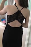 I absolutely fell in love with this dress the minute I saw it. if I could have I would have ordered a small but it stills fits great. The straps are adjustable which is a total life saver! (also the length is quite long but the material is easily hemmed!) I love love love this dress and can't wait to wear for my senior prom! It's classy and sexy all put into one dress. - Morgan E.
