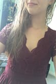 The colour and style of this dress are nice. I normally would wear a size 2 or 4 in US stores, S or XS, after reading reviews decided to order a S and it fits pretty much perfectly- a tiny bit loose. The length is pretty good for me, a bit short but not too short. Was thinking I might wear it either to my graduation or a wedding this summer! The "lace" has more of a crochet look which is a bit more casual but looks good! - Kaleigh D.