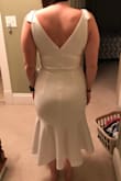 Ordered for my rehearsal dinner. The material was a little thicker, which is good for a dress this tight. A little tighter than I am used to, but I like it! Definitely shows all the nooks and crannies. I think I'll have to order new undergarments for it so it doesn't show the band of my current spanx around my waist. - Jessica B.