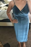 The dress is of great quality and super soft. It's a little too long on me, so I'll have to get it hemmed up to my knee like on the pictures online. I'm normally in between a small and medium size, so I just got the medium to be safe since it was a final sale. It's a little loose especially in the chest area, but the small probably would of been a bit snug around the rest of my body. Overall, would recommend! - Danica Z.