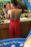 The jumpsuit looked amazing in pictures but was super thin material, it looked easily wrinkled and was getting static stuck to my leg. It would have worked for a night out but not for my best friends wedding and I had to return it. Such a bummer because I loved how it looked online and the open back! I think if I got it in a smaller size I would have liked it more but didn't like it so much on I didn't want to try. - Kelsey H.