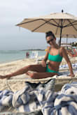 The fabric has good stretch to it, so I wish I got at XS to really push up my tatas. I love the color and cut. I really am glad I got this bikini! - Danielle C.