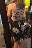 The fit was perfect. It was hard to tie the laces by myself though. The material is sheer and really thin like it could rip so easily. And because of the material being so thin, the floral pattern is hazy in person versus how solid and bright it looks on the model online. It looks cute though, just not great quality. Not worth the price, but maybe if the material was not so sheer and thin, I would have kept it. - Mikayla G.
