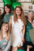 I ordered this dress for my bridal shower (it is the same style as one I found for my daughter and I fell in love). Looking at the size chart and at reviews I knew I was going to be between a medium and a small, so I ordered a medium to be safe. It was a little bit loose but otherwise perfect - I would say this runs true to size. This dress was PERFECT and I got so many compliments on it! - Shelby D.