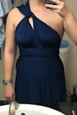 This dress is so versatile. It's awesome. I kept trying all different styles and can't wait to get to wear it to an event. Thin-ish material so need pasties or some kind of bra under it. - Becca A.