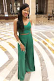 I wore this two-piece green set to dinner while on vacation. It fits perfectly and accentuated my figure. The color is AMAZING  and looks even more breathtaking in person. This look can definitely be worn during the day and at night. #LoveIt - Madia S.