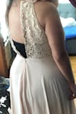 I love the top lace. However, it is not a perfect fit for me. The zipper would not close. The color is more peachy than blush pink. - Alexis H.