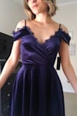 This dress doesn't blow your mind, but it's cute, comfortable, and an easy go to for any event that you can be sure it'll look nice at. The velvet looks and feels great, you can go without a bra, (but pasties might be necessary for some), but overall a great closet must have. - Anna F.