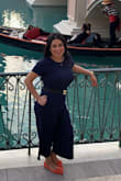 I love this jumpsuit, 
Good quality (super comfy). The only thing I dislike about it was the front tie strips I choose to tie it on the back and add a cute belt instead. - Cristina M.