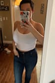 These fit great. So soft. I'm larger chested so I have to wear with a strapless bra. Perfect crop length for me. Not too much. But then I'm short. Also bought in white. - Toni A.