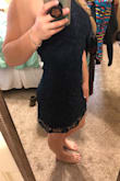 I'm in between a small and a medium, but super glad that I bought the medium because it fit just perfect! The fabric is really nice and it's just the right length. I bought it to go to a wedding and I can't wait to wear it! - Cheyenne L.