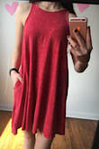 This is a great summer dress. I wear it with a halter bralette, and it's great for nearly every occasion. The material is soft and stretchy, and the pockets are useful. The color is bright but fun. - Liz R.