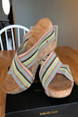 I bought these because the colors seemed versatile to go with almost any outfit that I had planned to go on vacation with me! Zoom in on the colors really well. They look a lot more neutral toned in the thumbnail, but they're a little brighter than I anticipated (but that's okay). You can pair these cute summer wedges with anything. A dress, a pair of shorts and a t-shirt, no problem. I wore them around my house for a good hour when I got them because I was so excited. They're comfortable and my feet were still happy when I took them off! I can't wait to rock these on my tropical vacation next week! ...I might need a pair in black as well. - Whitney W.