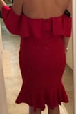 I've bought many dresses from Lulus and decided it was my duty to finally write a review! They have never failed to disappoint. 

I purchased this adorable red dress for an upcoming wedding I'm attending..three months away. That's how much I loved it online. It has a thicker and somewhat stretchy material so it looks really nice, but you can still barely see an underwear line. This dress is HOT and I'm already in love! A little longer than I expected, but I'm also very short. The off the shoulder frill is not restrictive or uncomfortable like another Lulus dress I purchased. Highly recommend buying this dress! - Shelby S.