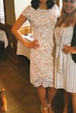 I saw this model online and looked perfect. I have an olive undertone and it always hard to find what would look good on me, but the model has the similar skin tone to mine. It was a classic cut dress, perfect for my theme for my bridal shower, and comfy enough to move around in it as well! - Jazmin B.