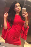 The dress is a show stopper! Brighter red than I expected, got a spray tan. The material is thick and has a liner but I still wore nude toned shape wear shorts underneath because it's very short and I wanted to feel extra curvy. Got many compliments on it! It was for a charity party at City Winery with Salon Coworkers and it was the right amount of sexy and classy for the night! - Sarah A.
