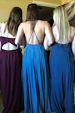 I ordered this dress to try with a couple other dresses from a different store, I absolutely loved this on all three of my bridesmaids! The back is very flattering, I ordered a small it does run a little large for smaller chested girls. Looks good on all body types! Love the slate blue color as well,  I was worried it would be too light, but it looks great in person - Molly F.
