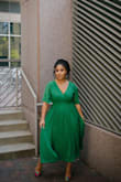 The pleats on this dress are so classic, but the bold green color makes it so fun for Spring. - Majesty A.