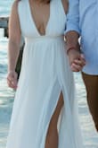 I ordered this dress for my beach engagement photos, and I absolutely loved it!! It blew in the wind and fit true to size and the pictures came out gorgeous. The only complaint I have is that the straps are a little long, so I found myself pulling them up a lot. - Mariah M.