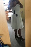 I purchased this dress for my college graduation and I am obsessed with it! It is the perfect length (right at the knee for me) so it is very cute and weather appropriate but still classy.
The fit is also perfect! I was concerned when I ordered that it would be too small because of my large bust but it fit true to size and hugs my curves perfectly.
I'll probably pair this with colorful earrings, necklace and tan block heels. - Swati S.