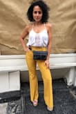 All about this works!! The color the quality the style EVERYTHING!!!
I wore it on a slightly nippy day, but it just felt right and wearing it with wedges. Adding a waist-belted purse was THE HOTTEST LOOK!!
Love love love my pants. - Sally D.