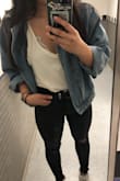 I'm not a bodysuit person usually, I have an athletic build with a short torso, long legs and broad shoulders. This bodysuit is the perfect spring/summer piece and is so easy to dress up or down! I got a size small, and it still is slightly oversized on me, but its so cute!! I have it in both black and white, note that the white one is more cream in person but still goes with everything. - Alena T.