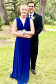 I ordered this dress for prom and from the reviews I ordered a size up and it fit perfectly so I would recommend going one size up. The material was great and so was the quality. I would recommend this dress. - Mackenzie S.