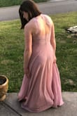 I loved this dress and the color. I was getting this as a bridesmaid dress for my friend's wedding, and we both felt the lace on the back looked weird in person. Returned. - Jennifer F.