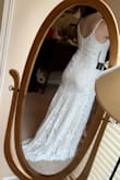 By sizing up, the length became perfect floor level! I ordered a Large also but it was just unflattering. The XL lays over my bottom have beautifully and I plan to probably get the top half just taken in a little. But I think I said Yes to the dress!! Such a great price and beautiful detail with a vintage look! Cannot wait to wear this! - Miraya J.