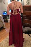 It is overall great! The slit isn't too high and the dress isn't too long. When I put it on and make it tight the "bling" in the back hangs down. It feels good and is not scratchy too! - Cassidy D.