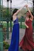 This worked great for prom! The adjustable straps are a miracle and the only thing that needed to be tailored was the dress length. The dress was well made and I got lots of compliments. Word of warning, the outer pleated skirt fabric tears easy, I managed to somehow put two holes in it before prom :( (Thank goodness the pleats hid them though!) - Mia G.