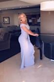 Slightly stretchy so it lays perfectly. Thick material- not see through at all. Insanely classy!! Yet sexy!!! - Jennifer G.