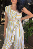 I have never worn a dress with this style before and I loved it. This style is unique and so cute. Amazing quality. I got it dirty while wearing it and spot cleaned some areas with stain remover and put it in the washer and the dress looks brand new. - Brenda I.