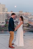 I wore this for our engagement session and absolutely loved it. It's such a romantic outfit - the slit in the skirt allows it to flow which looks really good in pictures. The skirt is a little long, even with 3 inch heels. The back is adjustable since it is tied which works well. I definitely recommend! - Rebecca T.