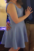I wore this dress to my cousin's spring wedding, and it fit perfectly and was very comfortable. I have more of a straight figure that can't afford any extra weight due to my short stature. This fit and flare type dress was very flattering, not too long, and had a nice heavy material. It exceeded my expectations and not to mention the true beauty of the color. I would buy this again in a heartbeat. - Lindsey B.