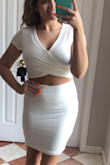 Very flattering, fits true to size, shipping was great, even though the dress is white it is not see through, can't wait to wear the stunning dress for my High school graduation! - Maliyah G.