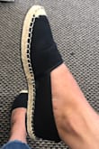 They are true to size and so comfortable. I have been looking for espadrille shoes and these are perfect! They have comfortable bottoms that feel great on my feet. - Leanne H.