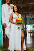 This dress was amazing! I had the straps taken in and had it hemmed. The fabric was lightweight and perfect for my wedding on the beach. - Tara W.