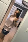 This fits a tiny bit big, but the next size down would be too small I think.  Plus, the way it puffs out is the style. I'm okay with it being a little baggy.  The waist in the middle still shows your curves just fine. I also love the color! - Kasi H.
