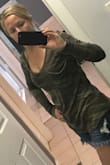 Love this tee! I'm obsessed with camo print and didn't have a long-sleeve one, so I was so glad when it fit. It is a little loose at the top and a little baggy but that's how I like my tees. I could have probably gone a size down and not worried about the low cut/cleavage as much, but the rest fits how I like it, so I make it work. If you like things a little snug just go one size down. - Kasi H.