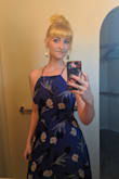This dress was a DREAM! I have a wider chest and hips, with a smaller waist so having the tie-back was perfect for my body type. I wore this dress with flats to a wedding and it skimmed the floor in a perfect, romantic kind of way--on my 6ft frame. I felt comfortable, confident and amazing in this piece, highly recommend the darker blue color. - Sarah O.